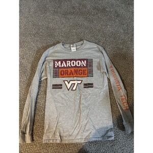 Unisex Gildan Grey Long Sleeve T-Shirt Virginia‎ Tech Size Small